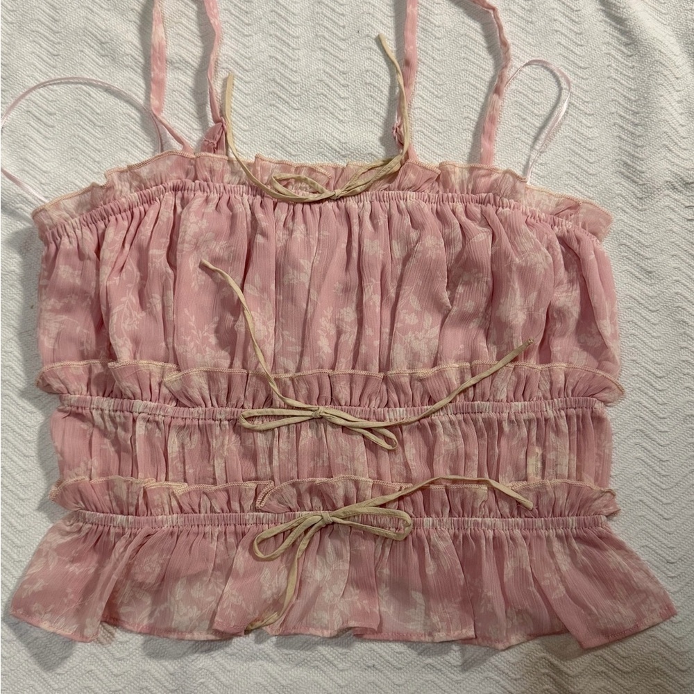 Pink Floral Women's Top small/ new